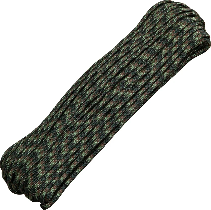 Woodland Camo 550 Paracord Nylon Braided 7-Strand Core (100') USA