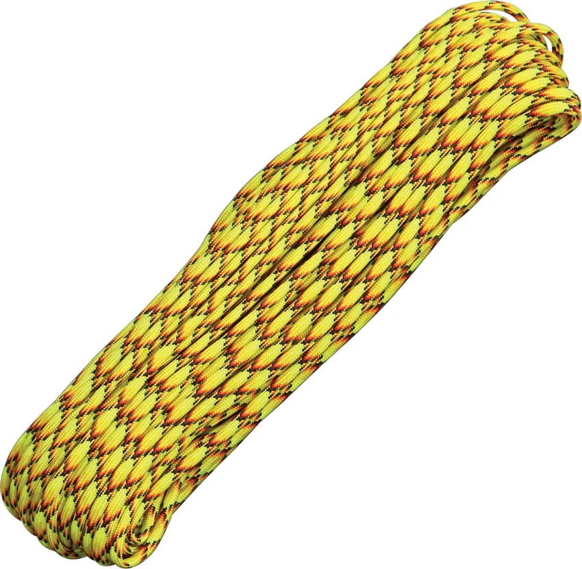 Explode Yellow 550 Paracord Nylon Braided 7-Strand Core (100') USA