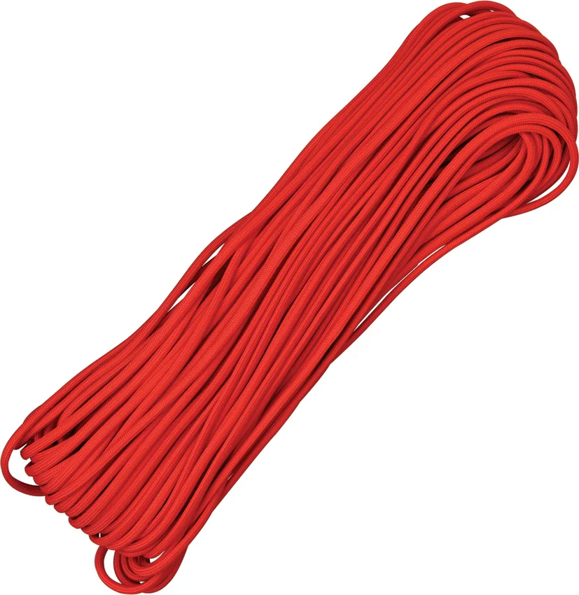 Red 550 Paracord Nylon Braided 7-Strand Core (100') USA
