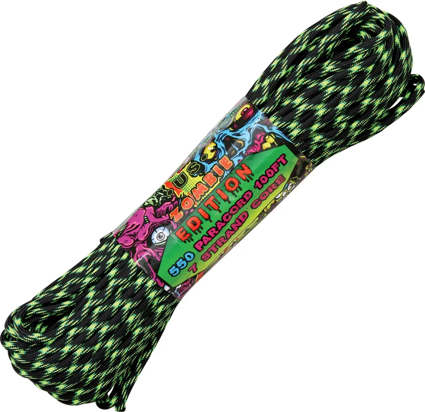 Zombie Edition Decay 550 Paracord Nylon Braided 7-Strand Core (100') USA