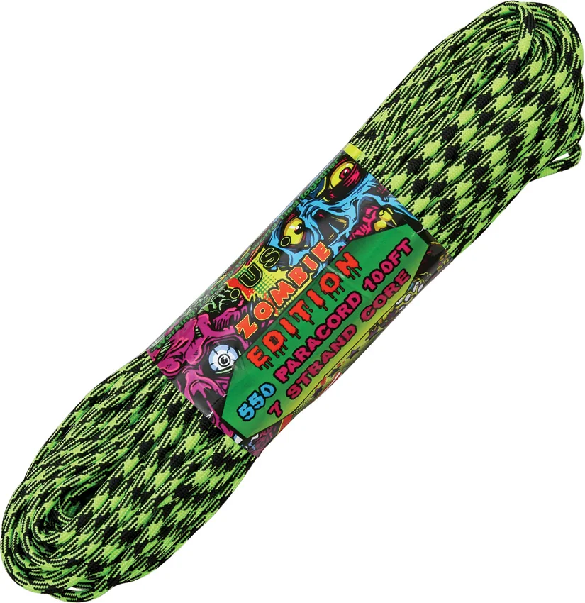 Zombie Edition Outbreak 550 Paracord Nylon Braided 7-Strand Core (100') USA