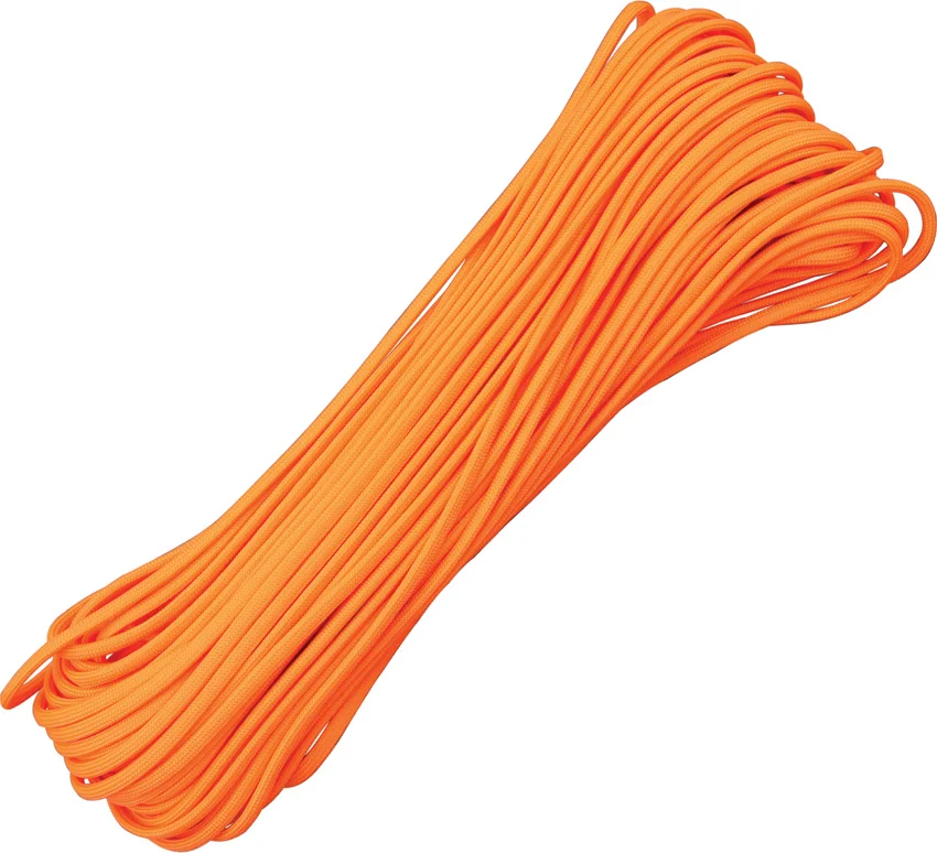 Neon Orange 550 Paracord Nylon Braided 7-Strand Core (100') USA