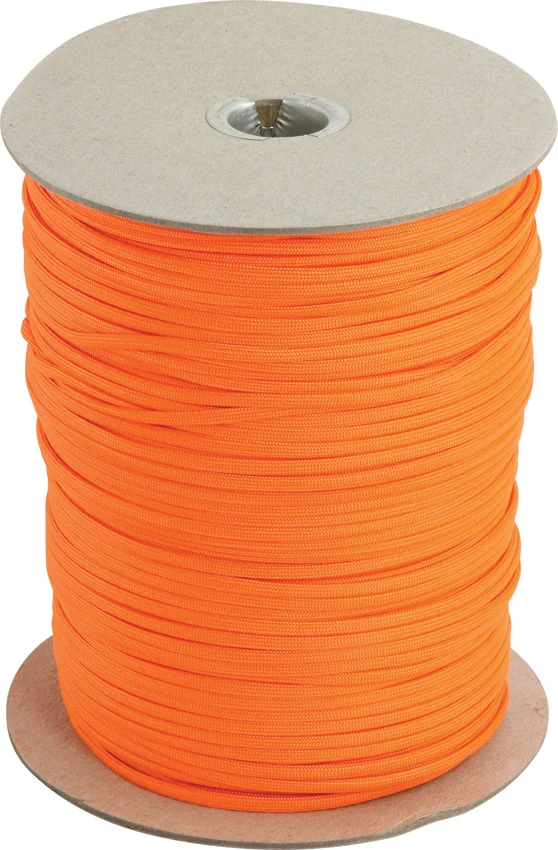 Spool of Orange 550 Paracord Nylon Braided 7-Strand Core (1000') USA