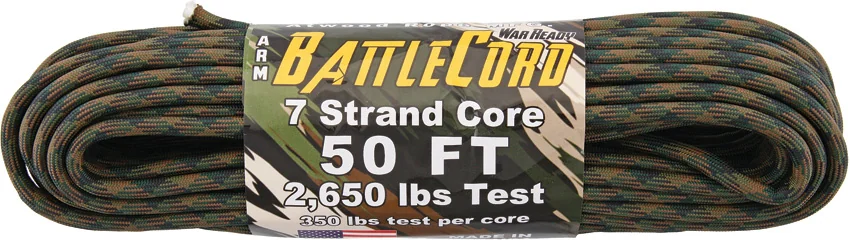 War Ready Battle Cord Woodland Camo 7-Strand Core (50') USA