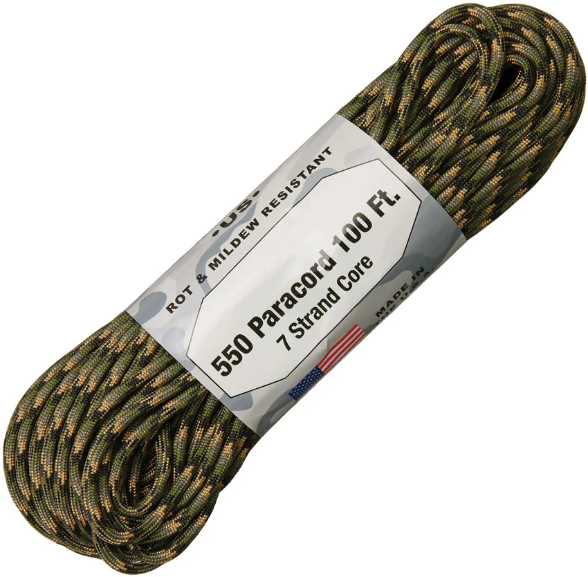 Forest Camo Nylon Braided 550 Cord Paracord (100')