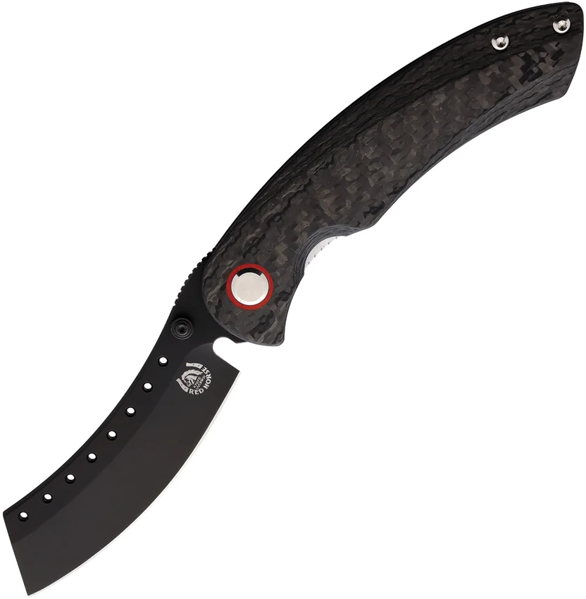 Red Horse Knife Works Hell Razor Liner Lock Knife Black Twill CF (3.6" Black)