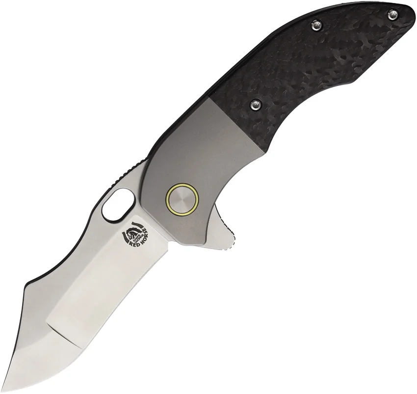 Red Horse Knife Works War Pig Frame Lock Knife Titanium/CF (3" Satin)