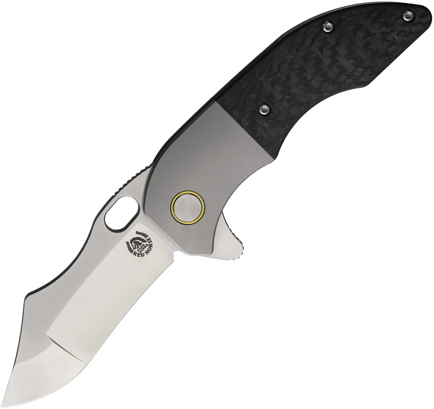 Red Horse Knife Works War Pig Frame Lock Knife Titanium/Twill CF (3" Satin)