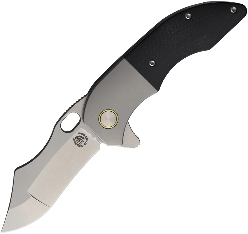Red Horse Knife Works War Pig Frame Lock Knife Titanium/Black G-10 (3" Satin)
