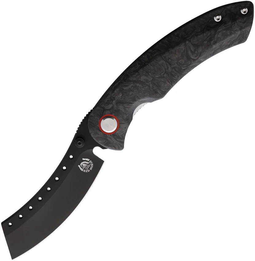 Red Horse Knife Works Hell Razor Liner Lock Knife CF (3.6" PVD Black)