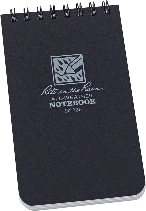 Rite in the Rain 3 x 5 Top Spiral Notebook Blac
