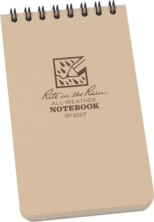 Rite in the Rain 3 x 5 Top Spiral Notebook Tan