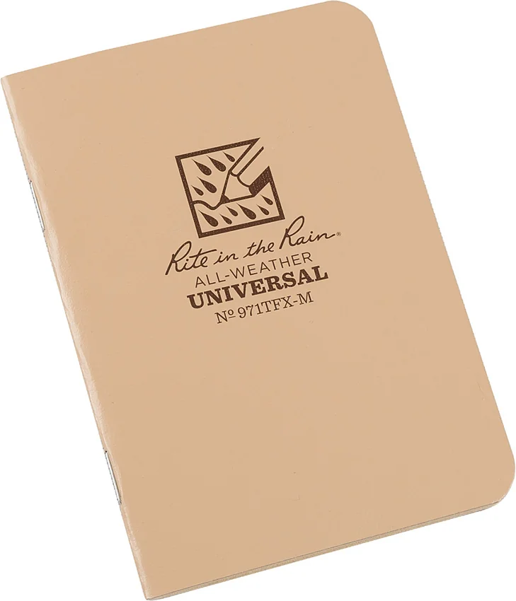 Rite In The Rain Mini Stapled 3.25" x 4.5" Notebook 3-Pack (Tan) #971TFX-M