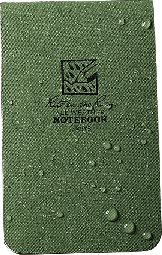 Rite In The Rain Top Bound Memo 3.25" x 5.25" All-Weather Notebook (Green) #978