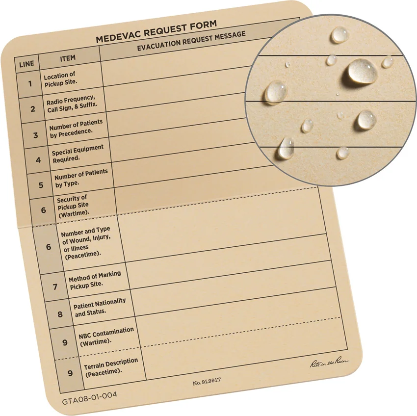 Rite in the Rain Medevac Card Tan