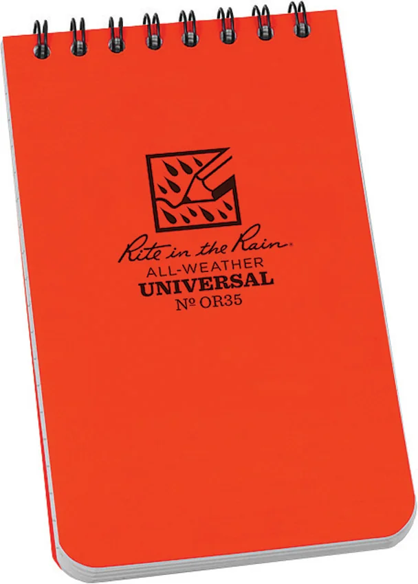 Rite In The Rain Top Bound Memo 3.25" x 5.25" All-Weather Notebook (Orange) OR35