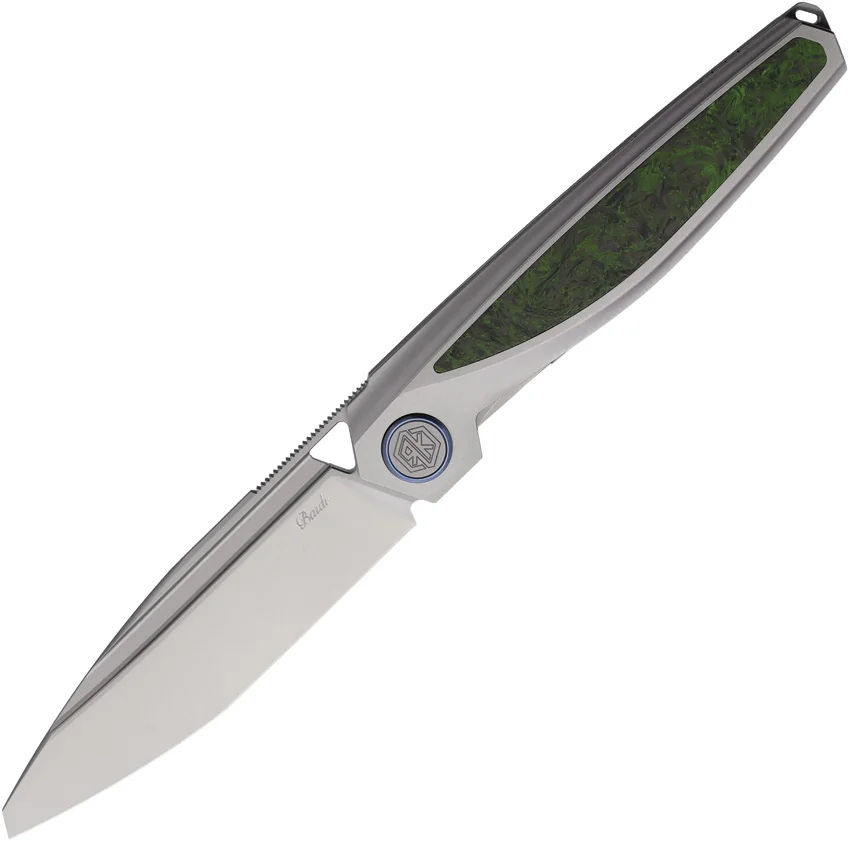 Rike Knife Baidi-T Liner Lock Knife Titanium + Green Carbon Fiber (3.4" BB M390)