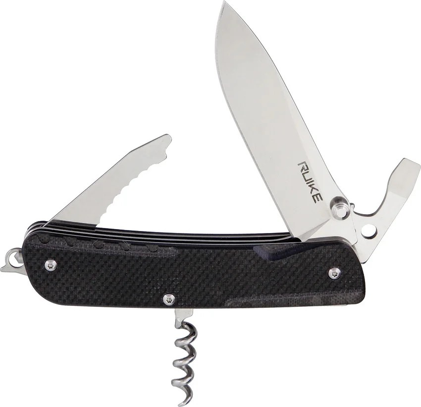 RUIKE LD21 Multifunctional Liner Lock Knife Black G-10 (3.5" Mirror)