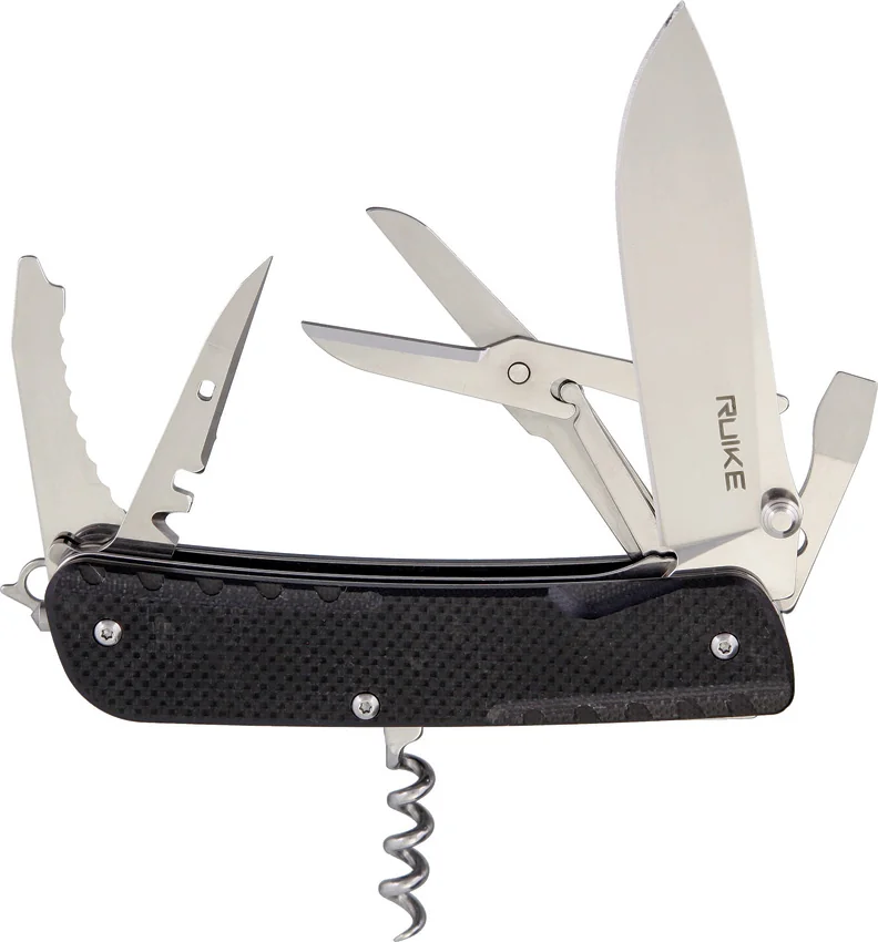 RUIKE LD31 Multifunctional Liner Lock Knife Black G-10 (3" Mirror)