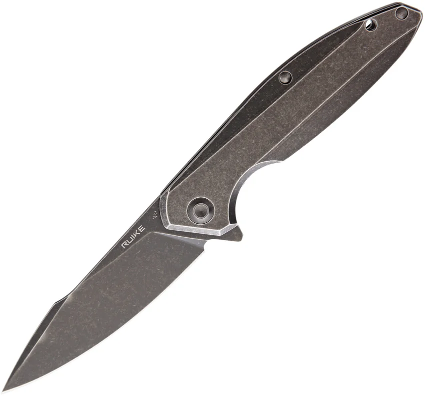 RUIKE P128-SB Frame Lock Flipper Knife (3.6" Black Stonewash)