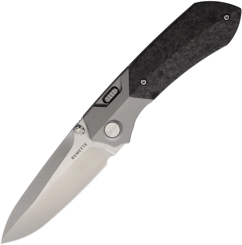 REMETTE RT-Meteor Button Frame Lock Knife Titanium + Carbon Fiber (3.25" Satin)