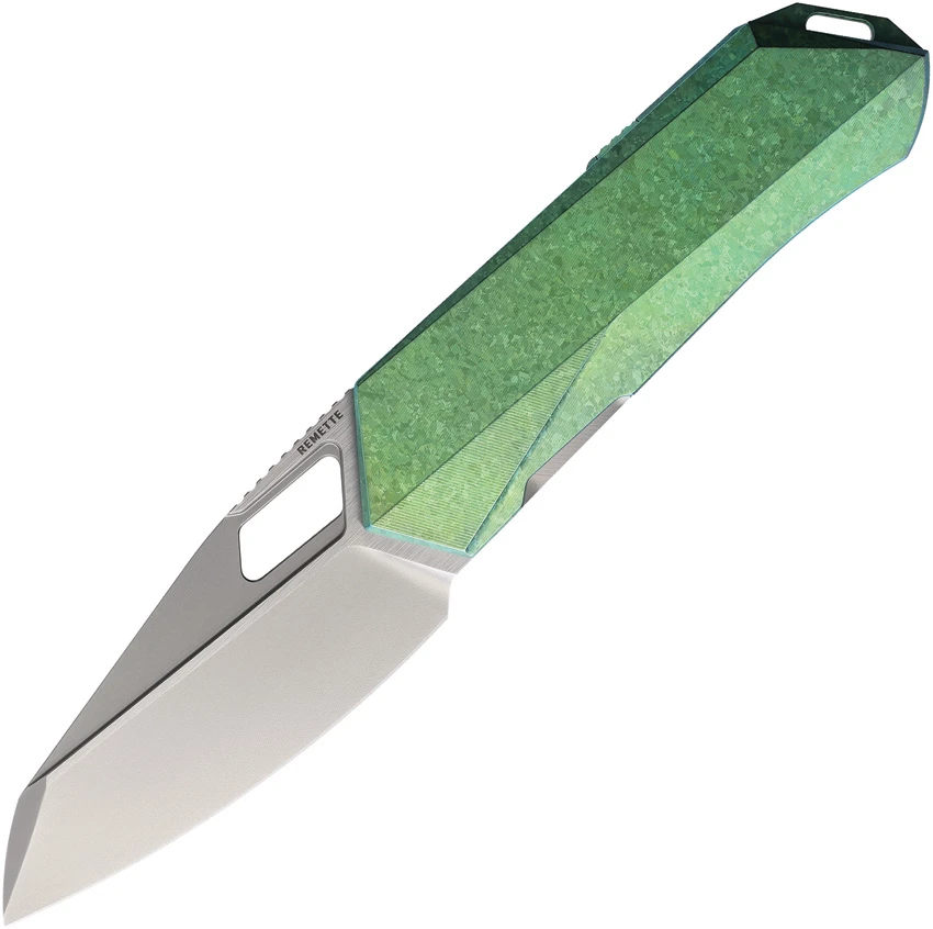 REMETTE RT-Woodpecker Liner Lock Knife Crystal Green Titanium (3" Pearlescent)