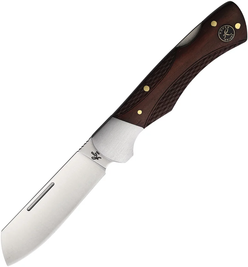 Roper Knives Klondike Lockback Knife Brown Checkered Wood (2.9" Satin)