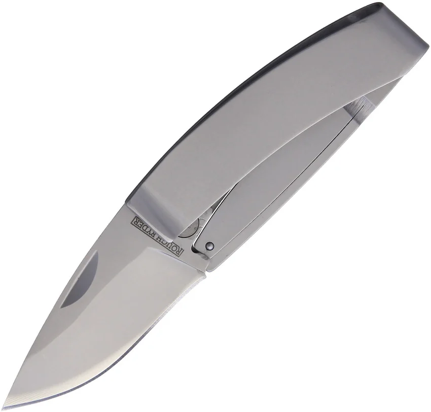 Rough Ryder Money Clip Drop Point Double Detent Knife Satin Steel (2.1" Satin)