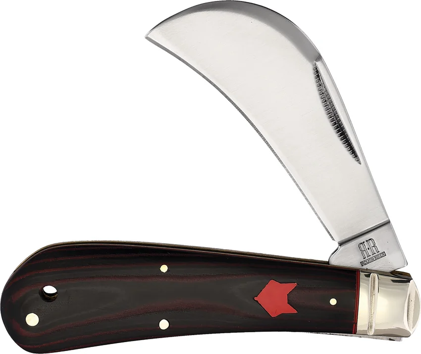 Rough Rider Hawkbill Red Fox Knife 4" Black Micarta RR2295