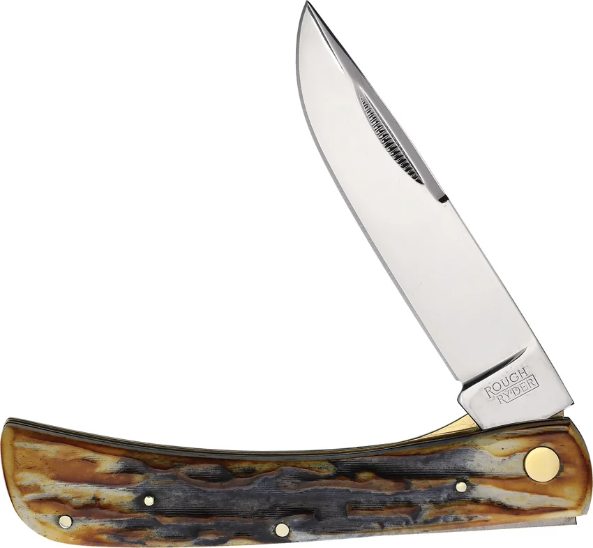 Rough Ryder Work Knife Linerlock Cinnamon Bone Stag (3.00" Mirror)