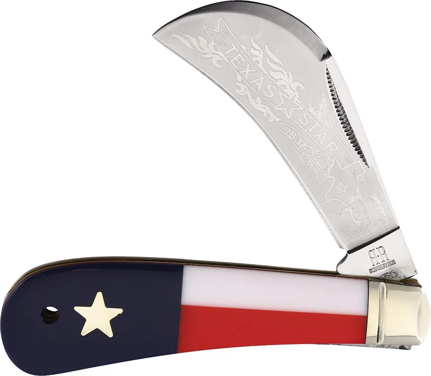 Rough Rider Hawkbill Knife 4" Texas Star RR2502