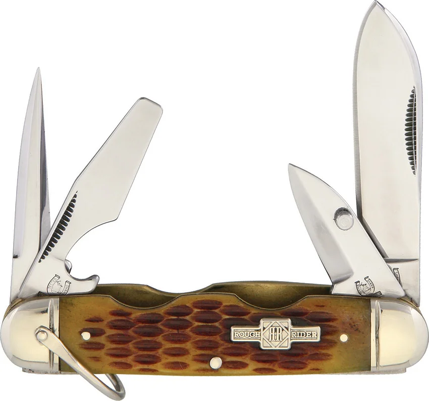 Rough Rider Knives Camp Knife Amber Bone