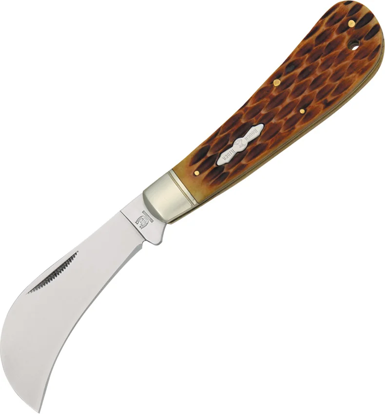 Rough Rider Knives Hawkbill Amber Bone