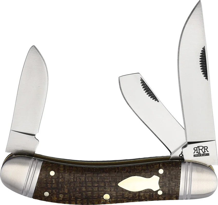 Rough Ryder Roundup Knife 3.9" Brown Micarta RRR026