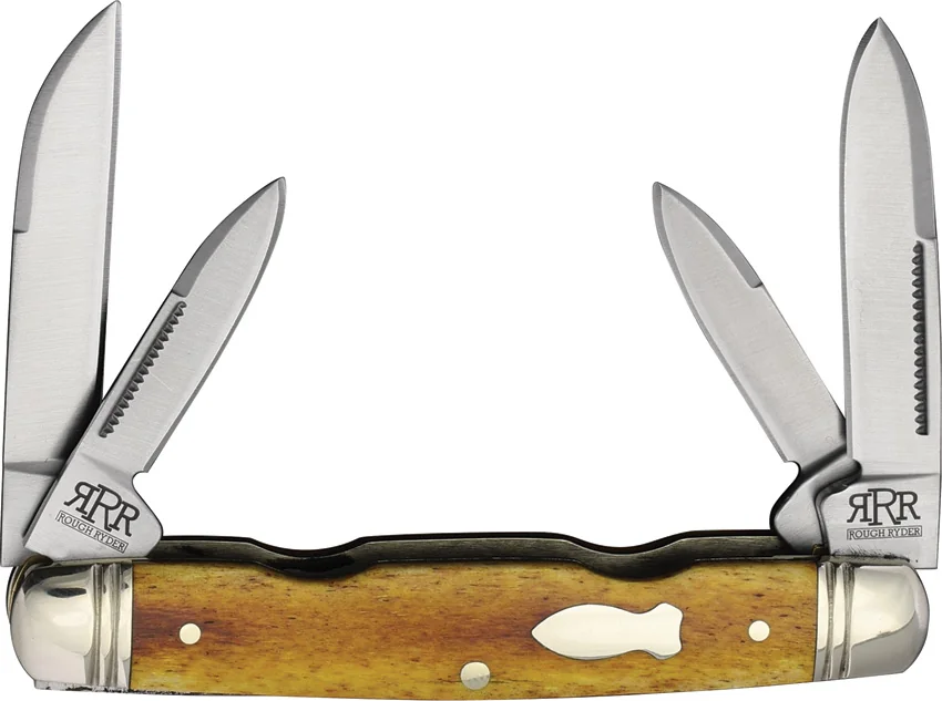 Rough Rider Reserve 4 blade Congress Tobacco Bone