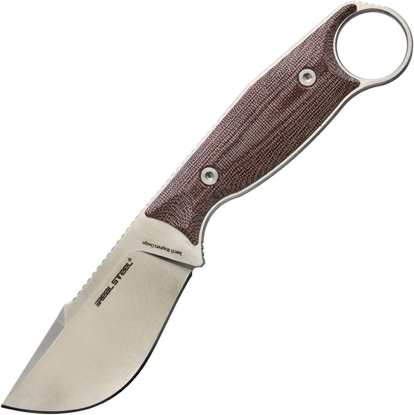 Real Steel Furrier Fixed Blade Skinner Knife Burgundy Micarta (3" Satin N690)
