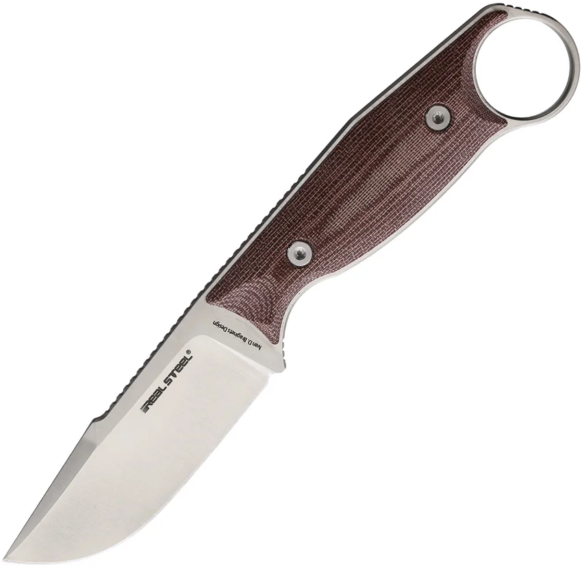 Real Steel Furrier Fixed Blade Harpoon Knife Burgundy Micarta (3" Satin N690)