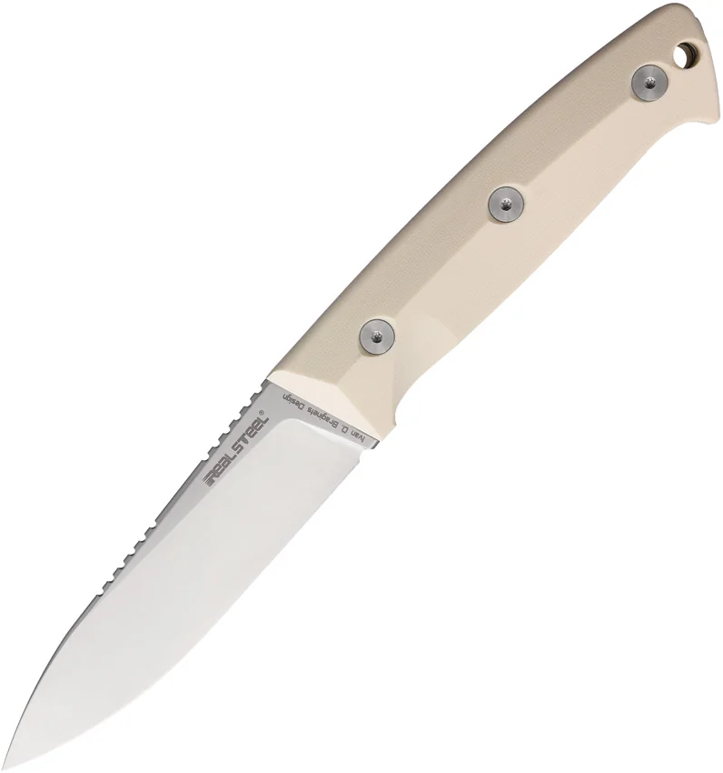 Real Steel Black Thorn Fixed Blade Knife Ivory G-10 (4.7" Satin)