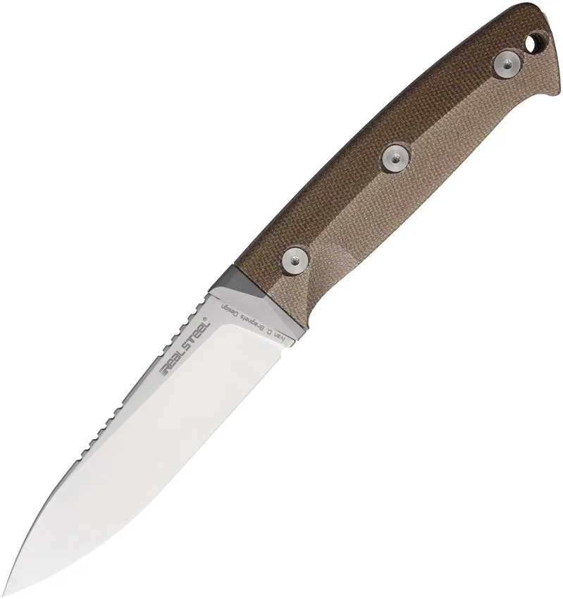 Real Steel Black Thorn Fixed Blade Knife Natural Canvas Micarta (4.7" Satin)