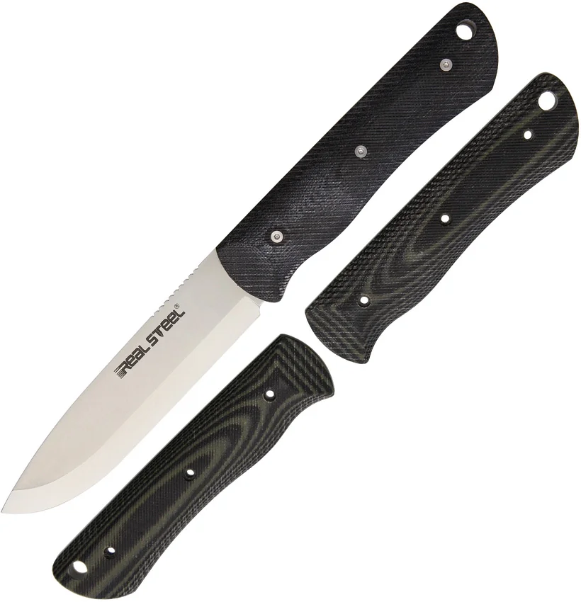 Real Steel Bushcraft Fixed Blade Knife Green/Black G-10 (4" Satin) RS3714