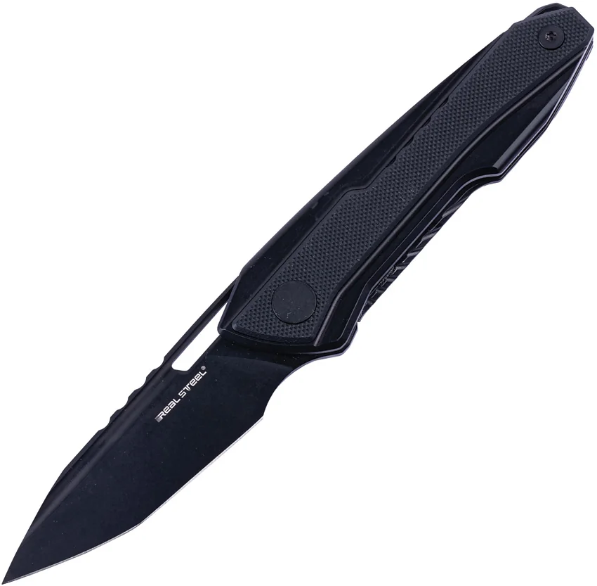 Real Steel Bullet Frame Lock Knife Black Titanium Black G-10 (2.9" Black)