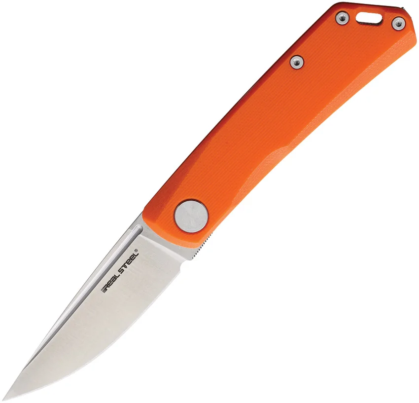 Real Steel Luna Lite Slip Joint Knife Orange G-10 (2.8" Satin)