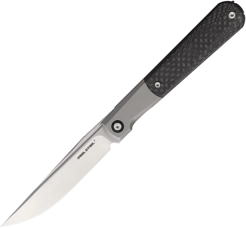 Real Steel Barlow RB-7 Frame Lock Knife Titanium + Carbon Fiber (3.3" Satin)