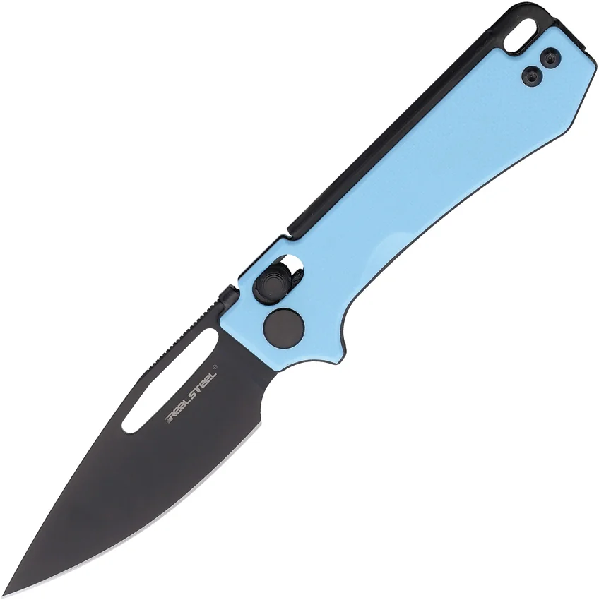 Real Steel Vis Crossbar Lock Knife Blue G-10 (2.7" Black PVD)