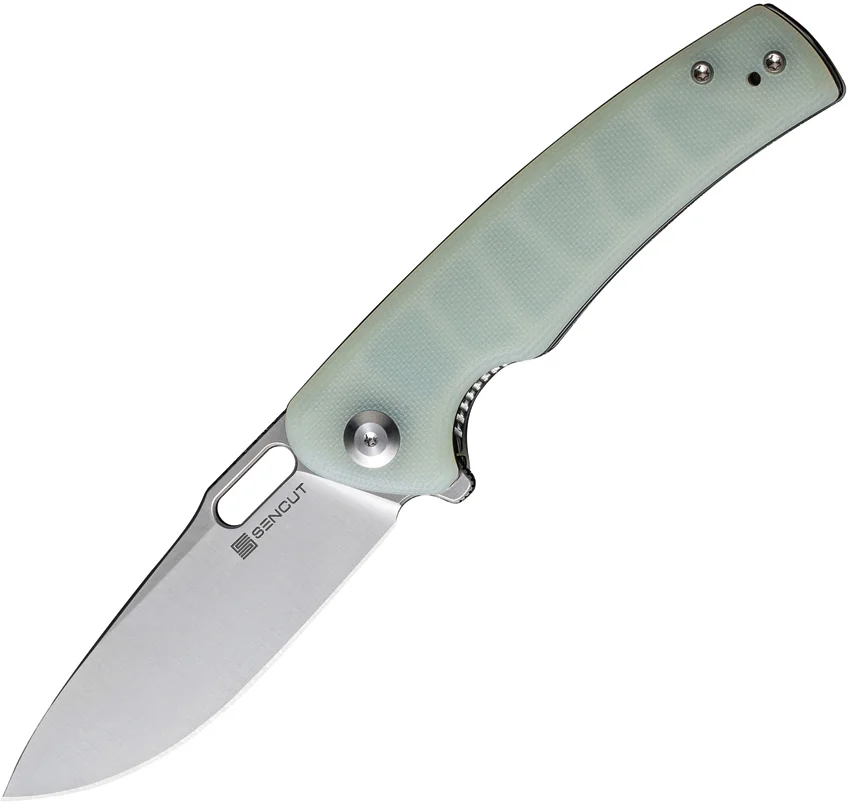 SENCUT Vesperon Liner Lock Knife Natural Jade G-10 (3.35" Satin) -  S20065-2