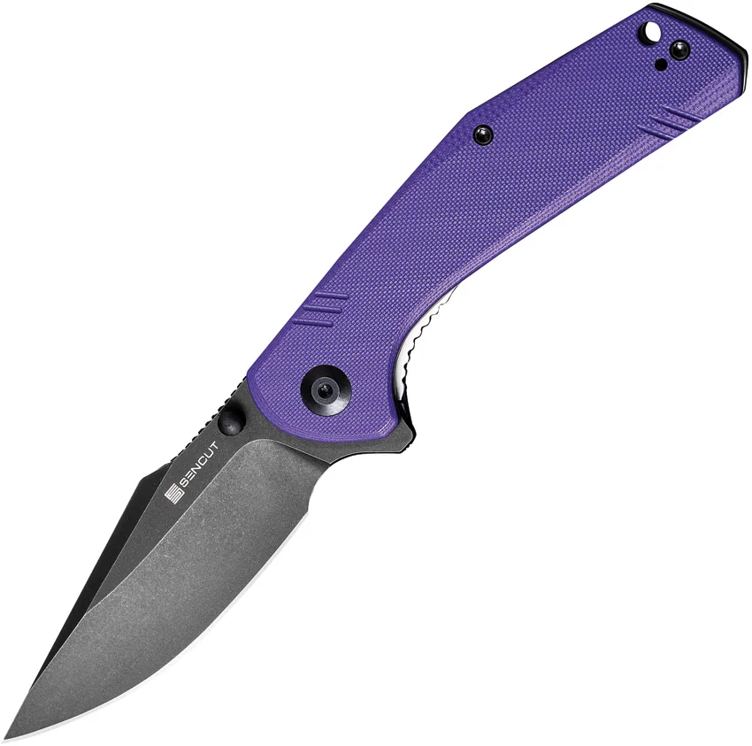 SENCUT Actium Liner Lock Knife Purple G-10 (3.5" Black SW) SA02D