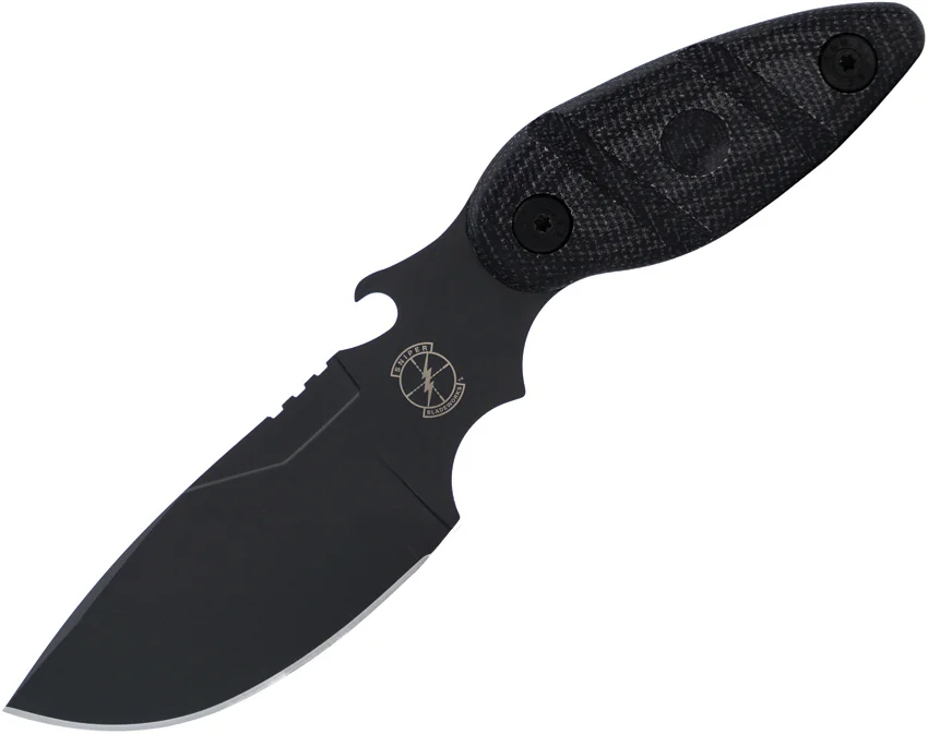 Sniper Bladeworks Skinner Fixed Blade Knife Black Canvas Micarta (4.3" PVD)