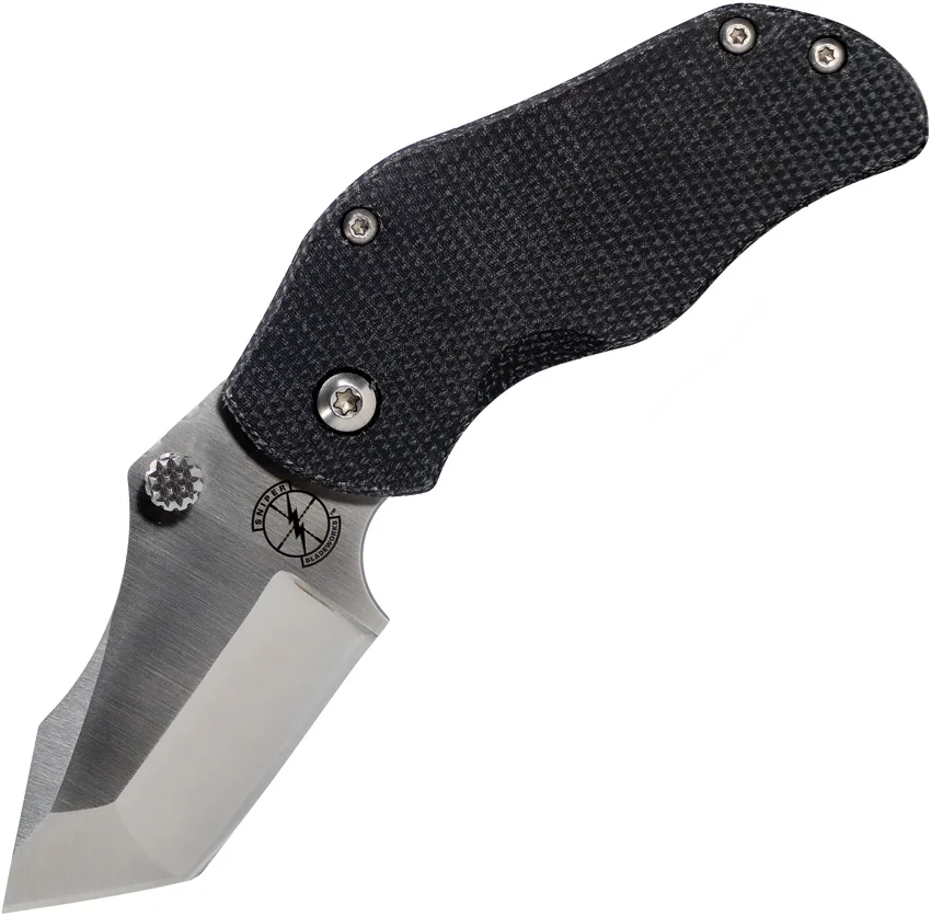 Sniper Bladeworks AP Tanto Frame Lock Knife Black Canvas Micarta (2.3" Satin)