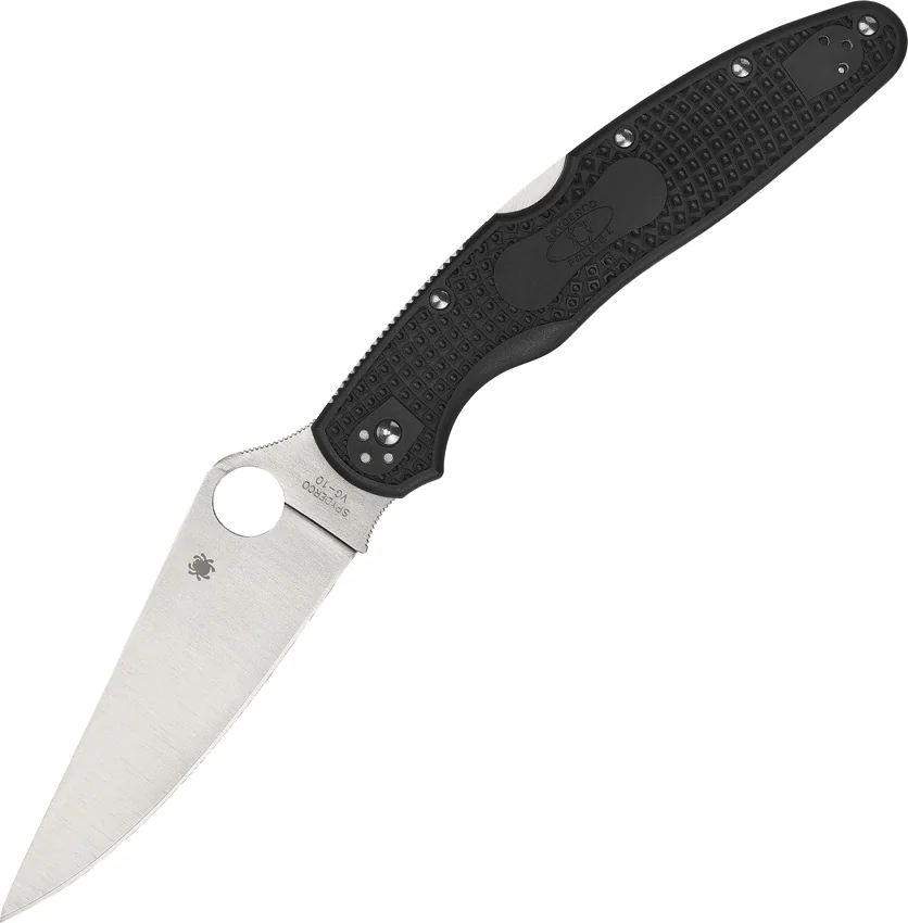 Spyderco Police 4 Lightweight Lockback Knife Black FRN (4.3" Satin) C07PBK4