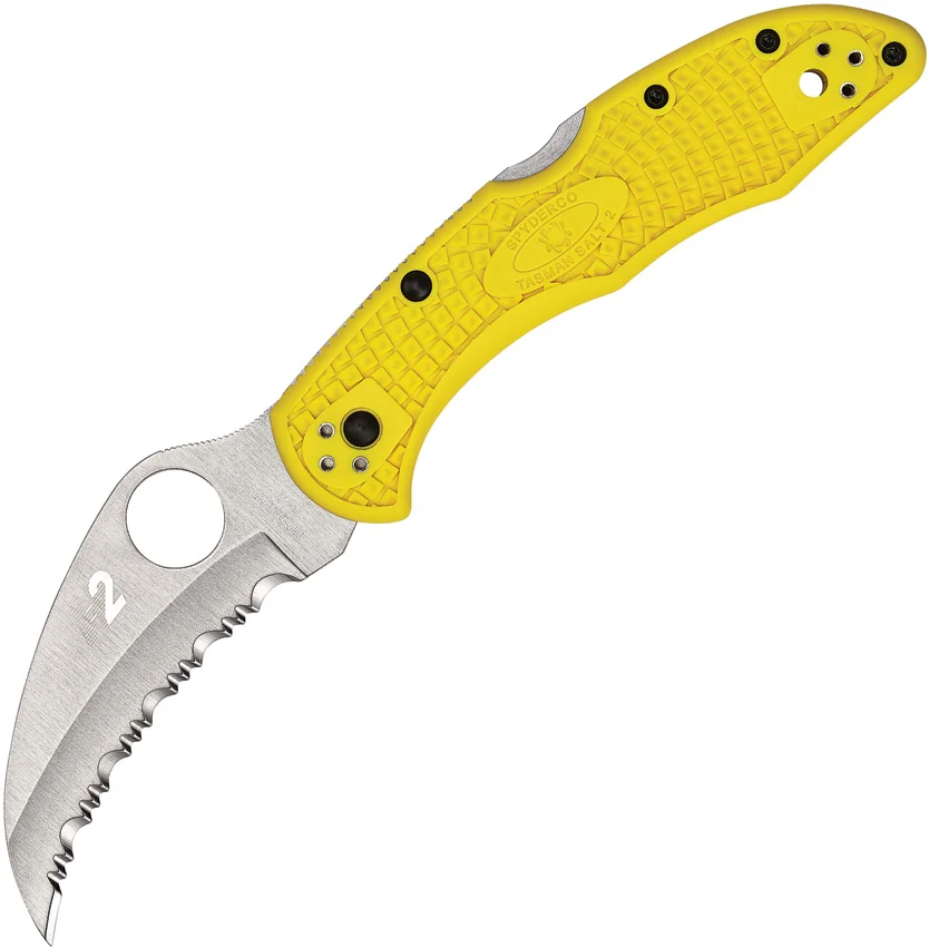 Spyderco Tasman Salt 2 Lock Back Knife Yellow (2.8" Satin Full Ser) C106SYL2